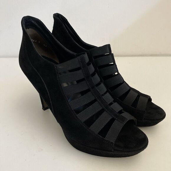 PAUL GREEN Cher Sandal Caged Elastic Strap Open Toe Black Platform 7 UK … - Picture 2 of 10